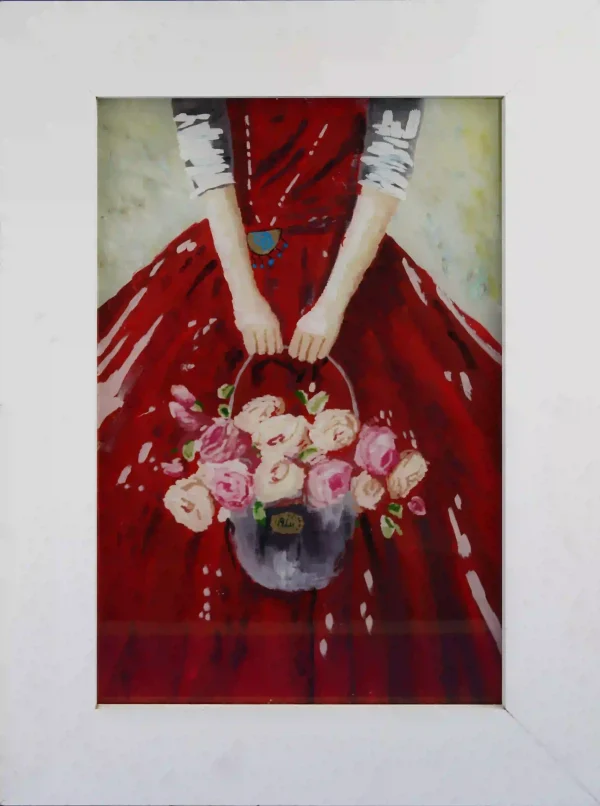 Basket of Love Painting, Reverse Glass Technique