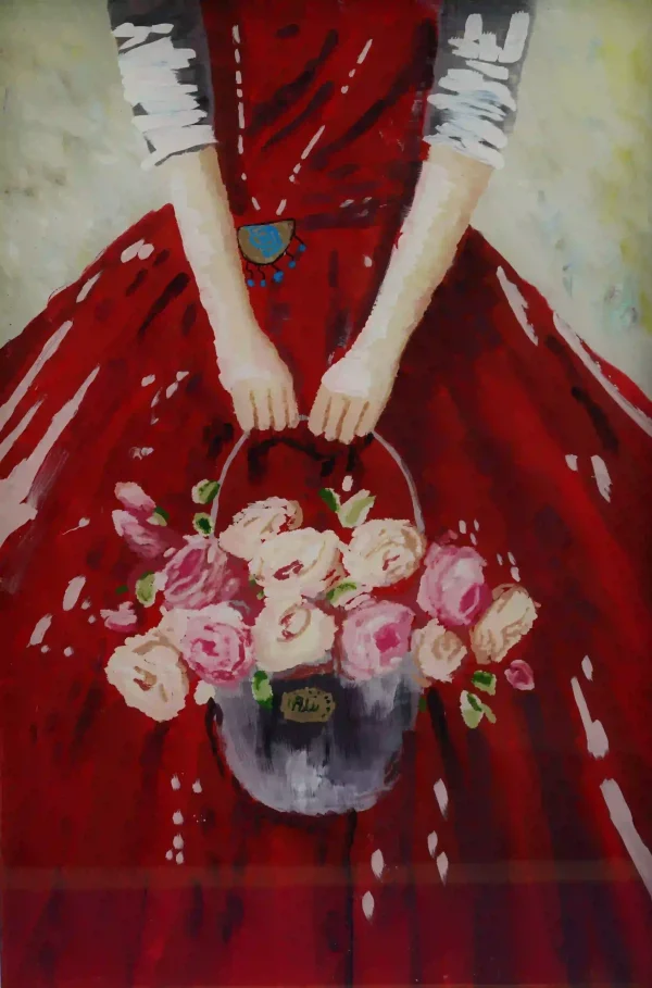 Basket of Love Painting, Reverse Glass Technique