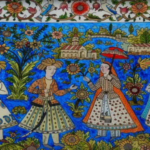 The Engagement Ceremony A Vibrant Reverse Painting Masterpiece